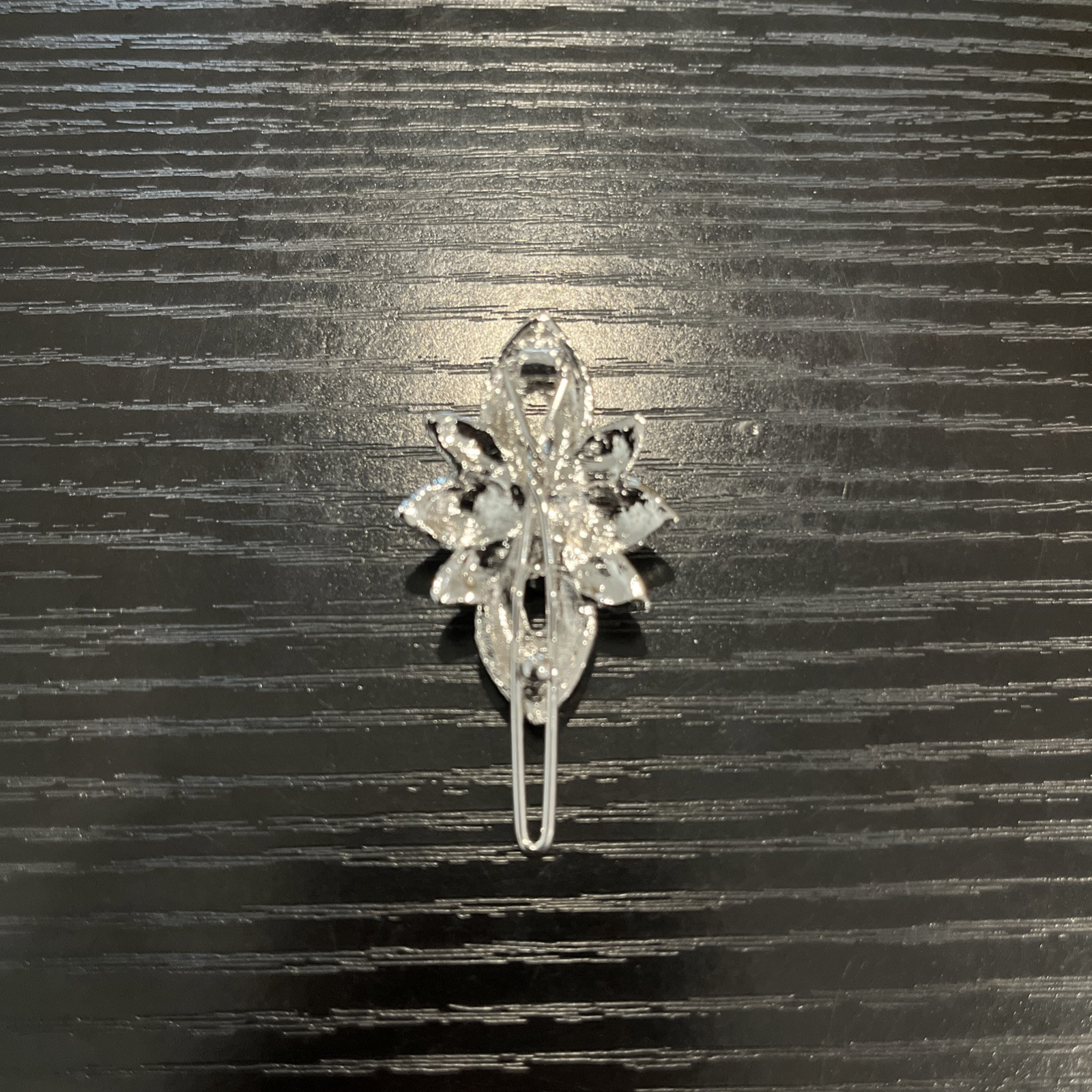 Vintage Silver Tone Rhinestone Hair Pin Beautiful Flower and Bow Shape