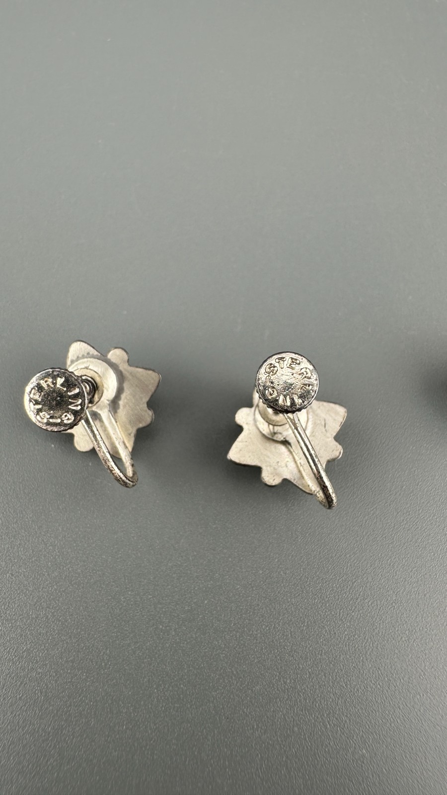 Vintage Earrings Lot Sterling Silver Gemstone Crystal Screw Back Blue Hematite