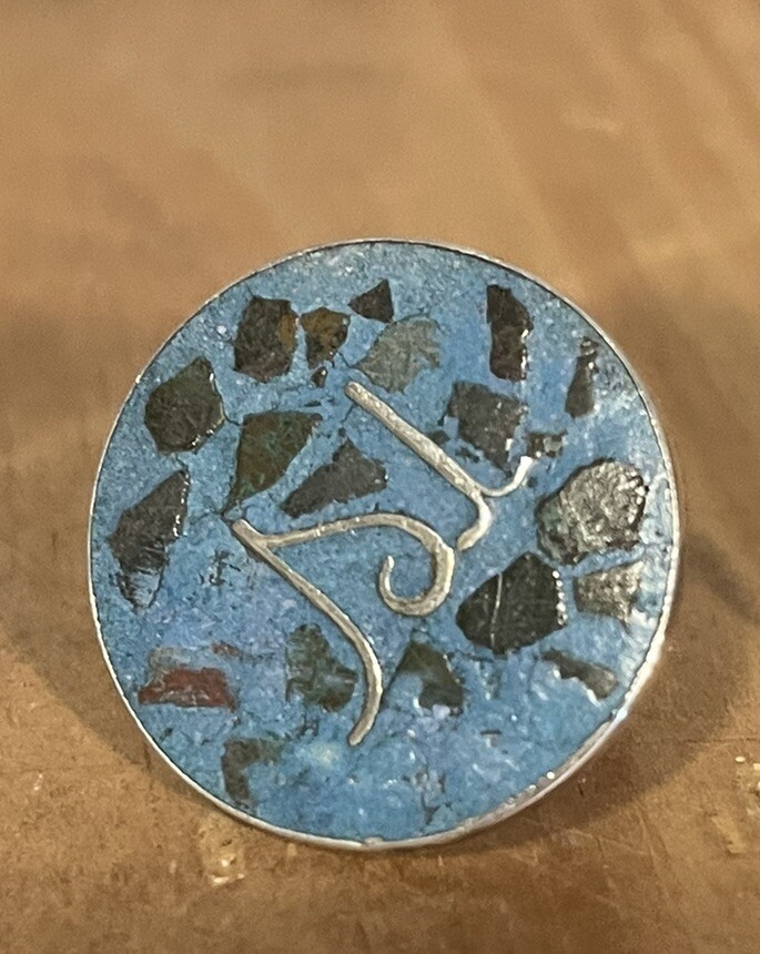 Vintage Sterling Mexico Mosaic Turquoise Screw back Yes /No Earrings 1” Unique