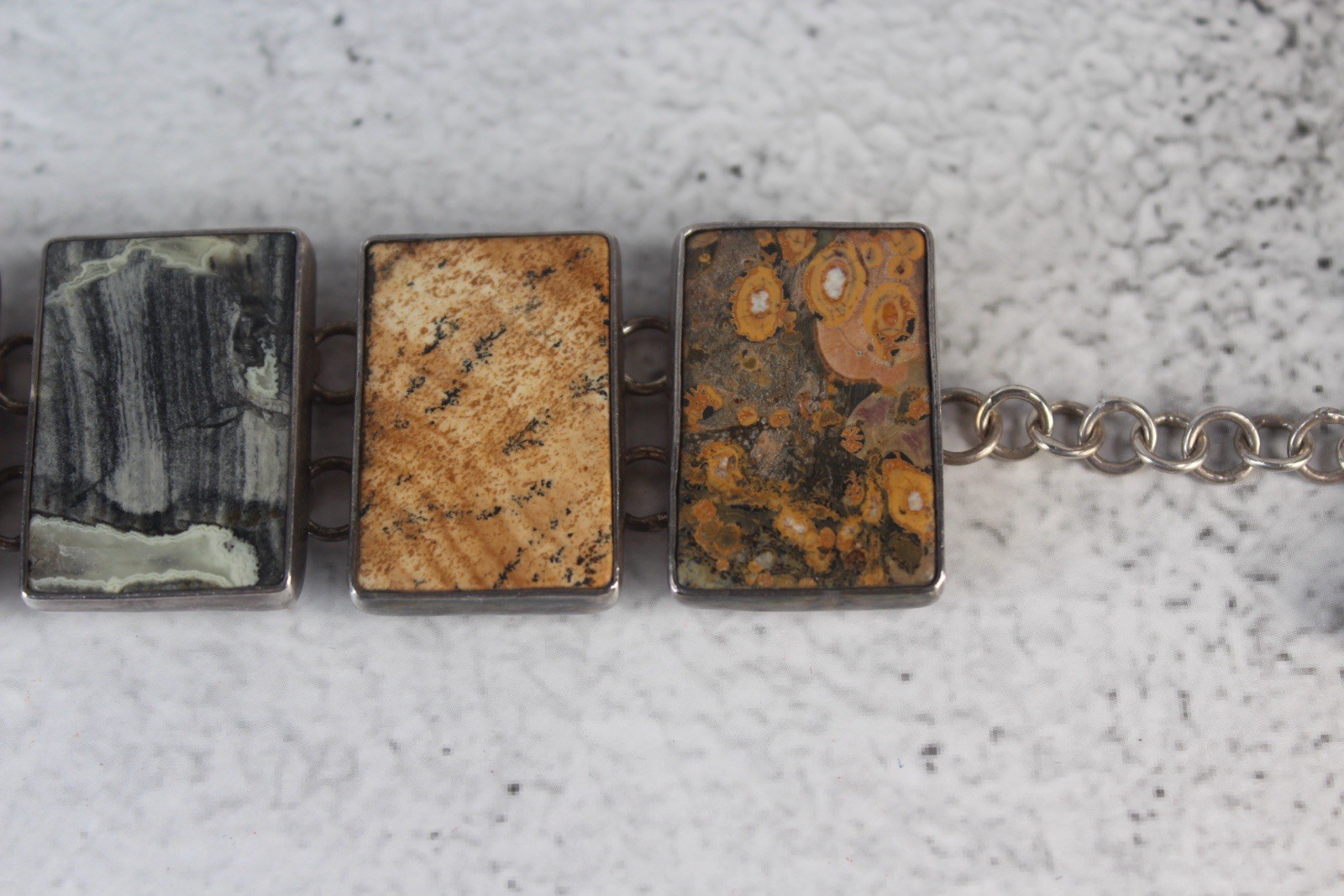 Vintage Chunky Charles Albert Multi Stone Bracelet in Sterling SIlver