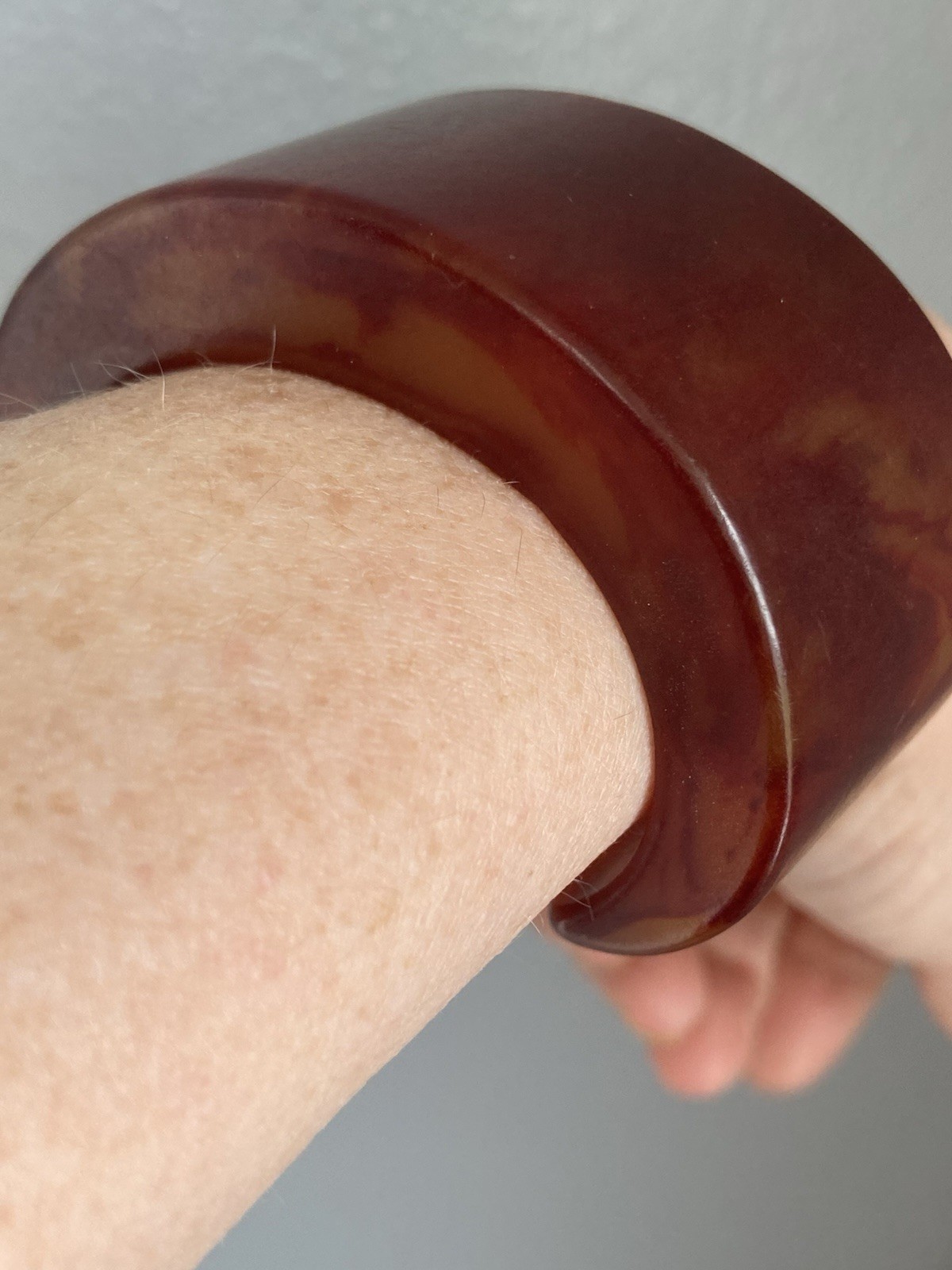 Vintage Awesome Bracelet Cuff Resin Reddish-Orange SMALL