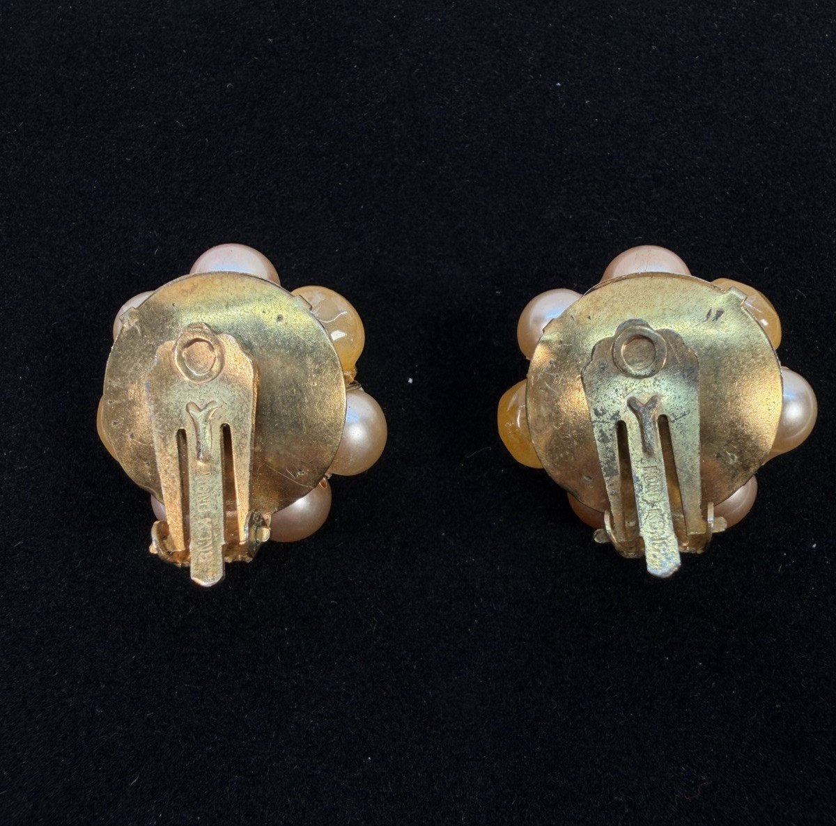 Bead Cluster Clip On Earrings Set of 3 Pairs Japan Hong Kong 1950s 1960s