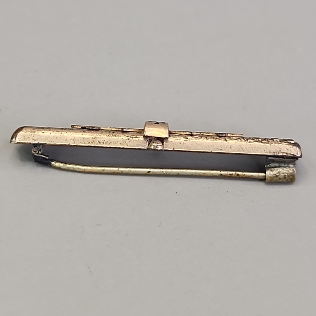 Antique Victorian Bar Brooch Etched Gold Filled Tube Hinge Edwardian 47mm