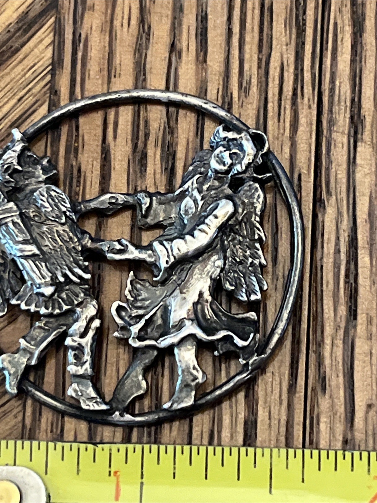 Vintage Cherub & Angel Dancing Artist Signed Sterling Neo Renaissance Pendant