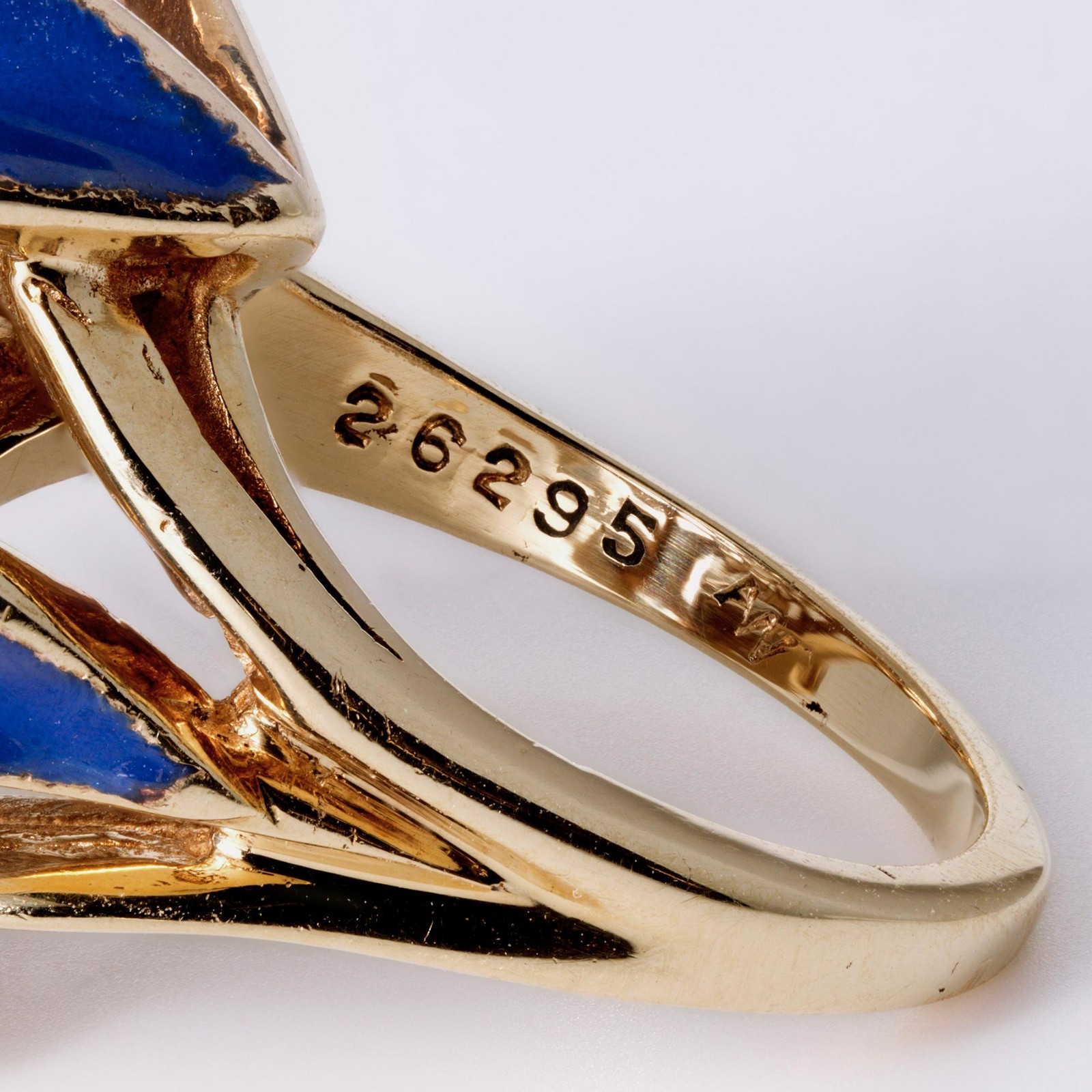 Vintage Mid-Century Royal Blue Enamel & Diamond Bombè Cocktail Ring