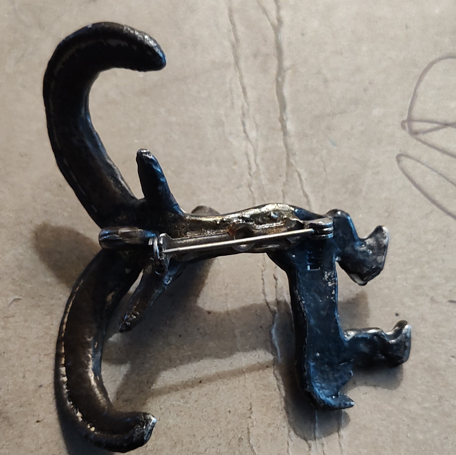 museum Silver Tone Ram/Goat Animal Figural Brooch Pin, No Stone, Unisex Adults