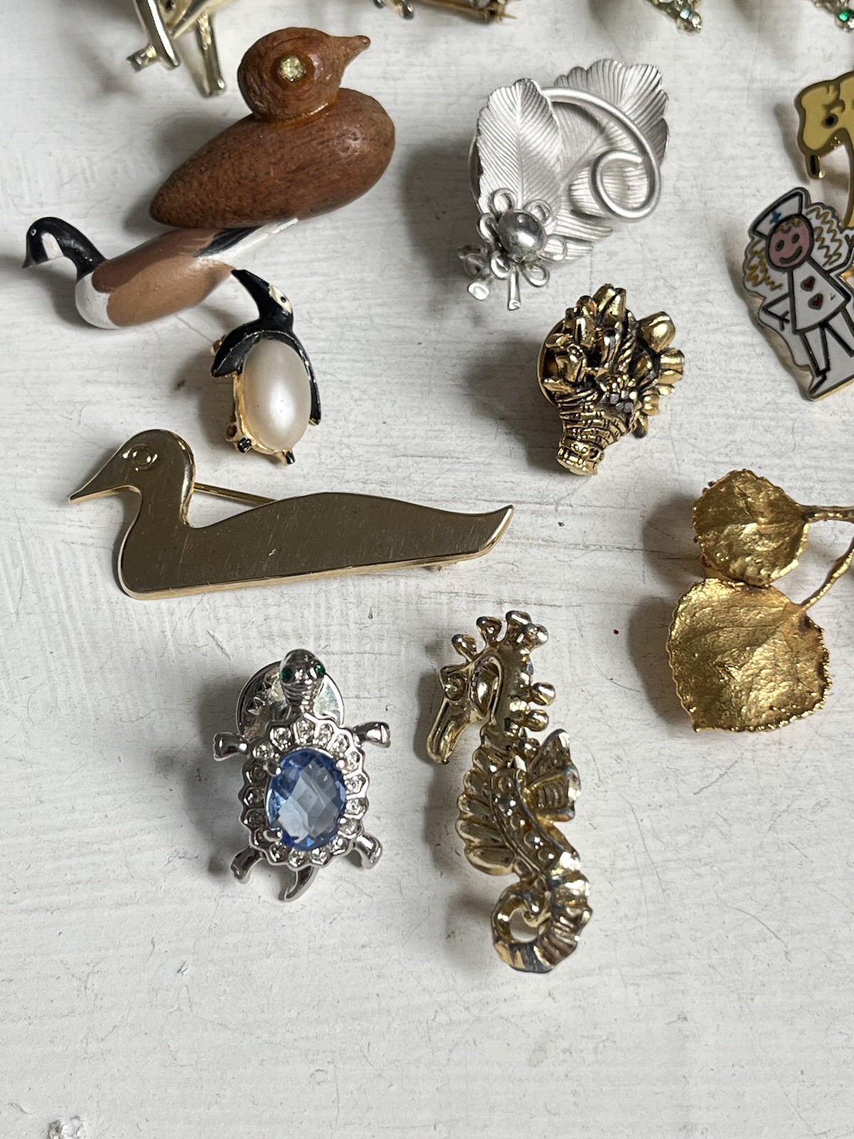 Vintage Jewelry Lot Brooches Small Pins Enamel Rhinestones Animals 1950 – 1980