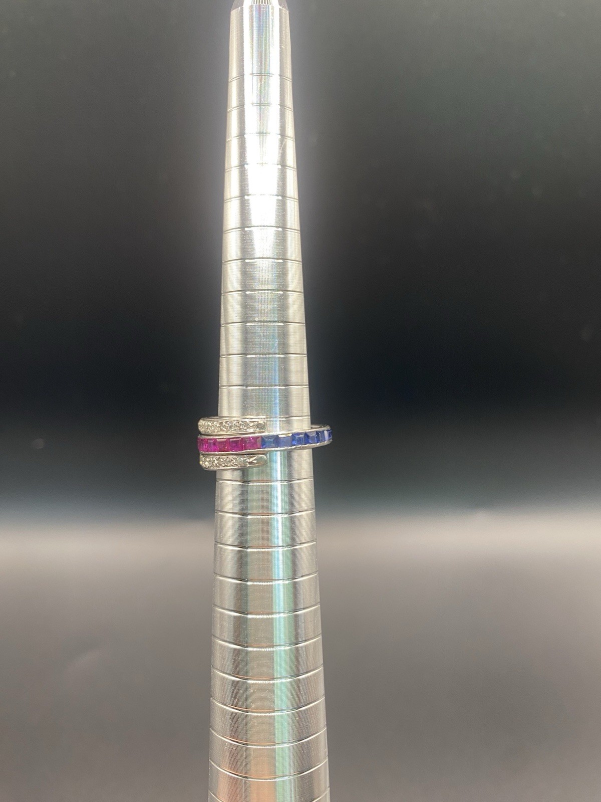 Vintage 1920’s Platinum ,Sapphire, Diamond And Ruby Reversible Art Deco Ring.