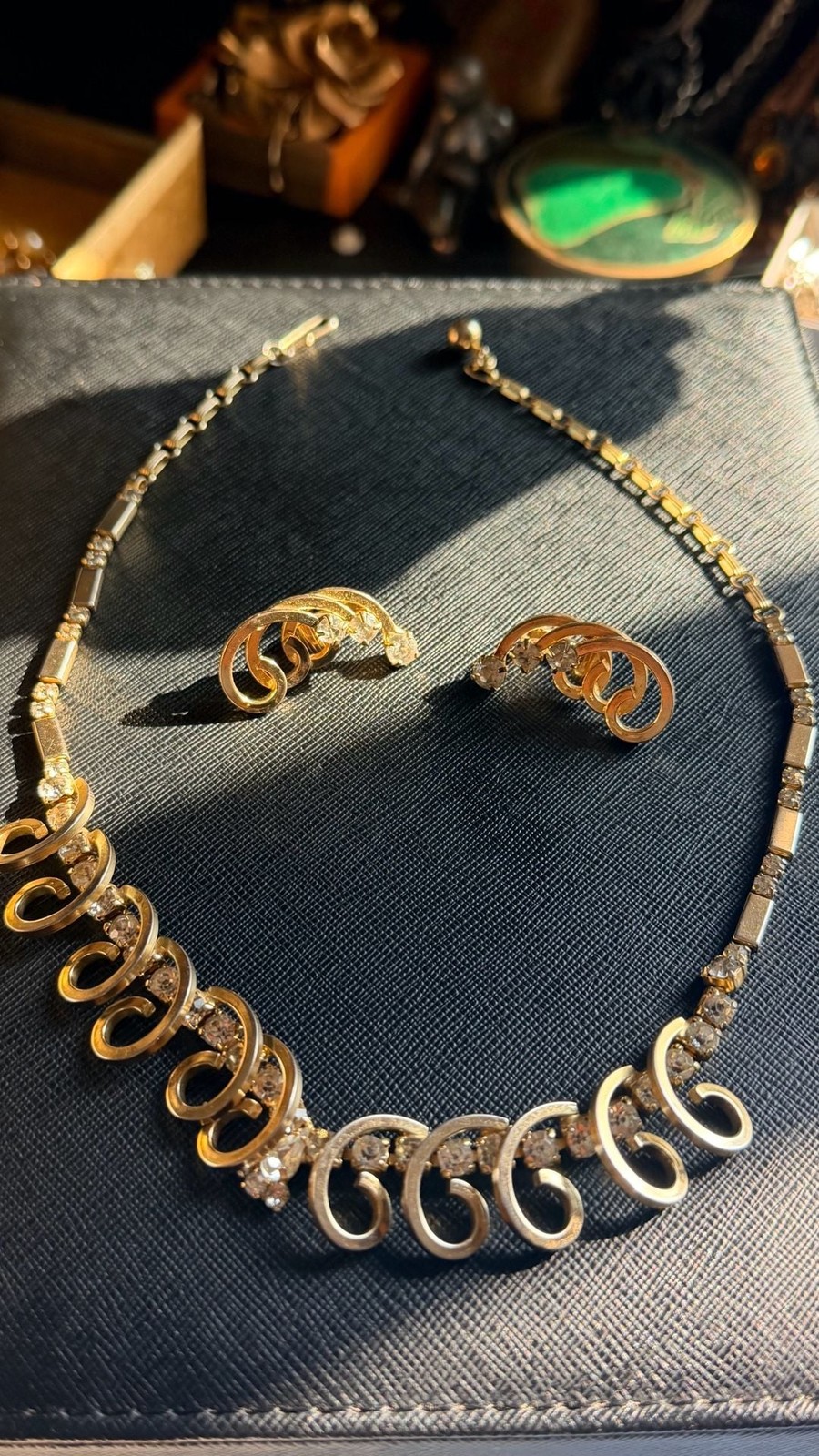 Vintage 1950s Sarah Coventry Celestial Fire Necklace and Clip-On Earrings Set