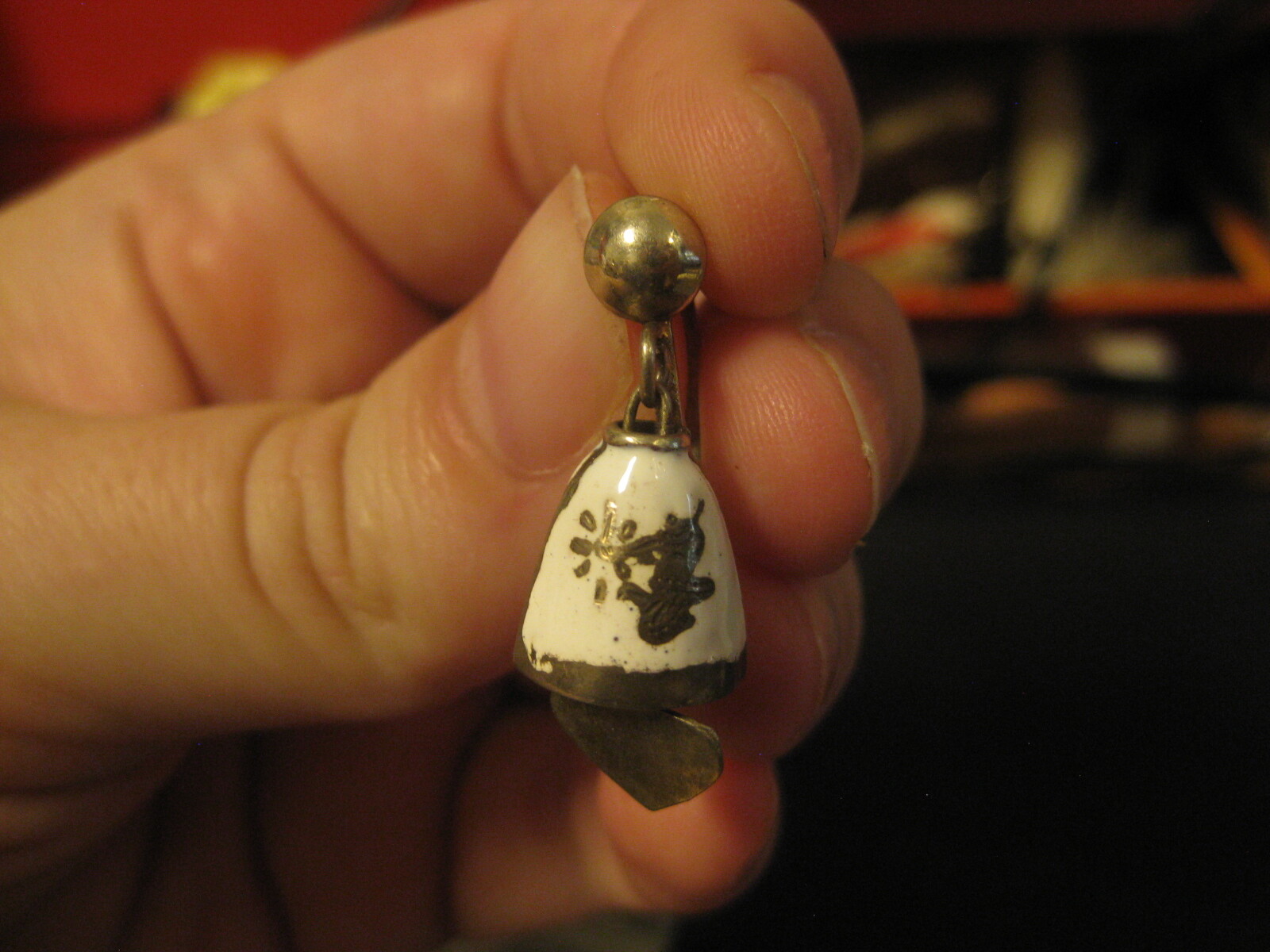 Sterling Silver Bell Shaped Enameled Screw Back Earrings