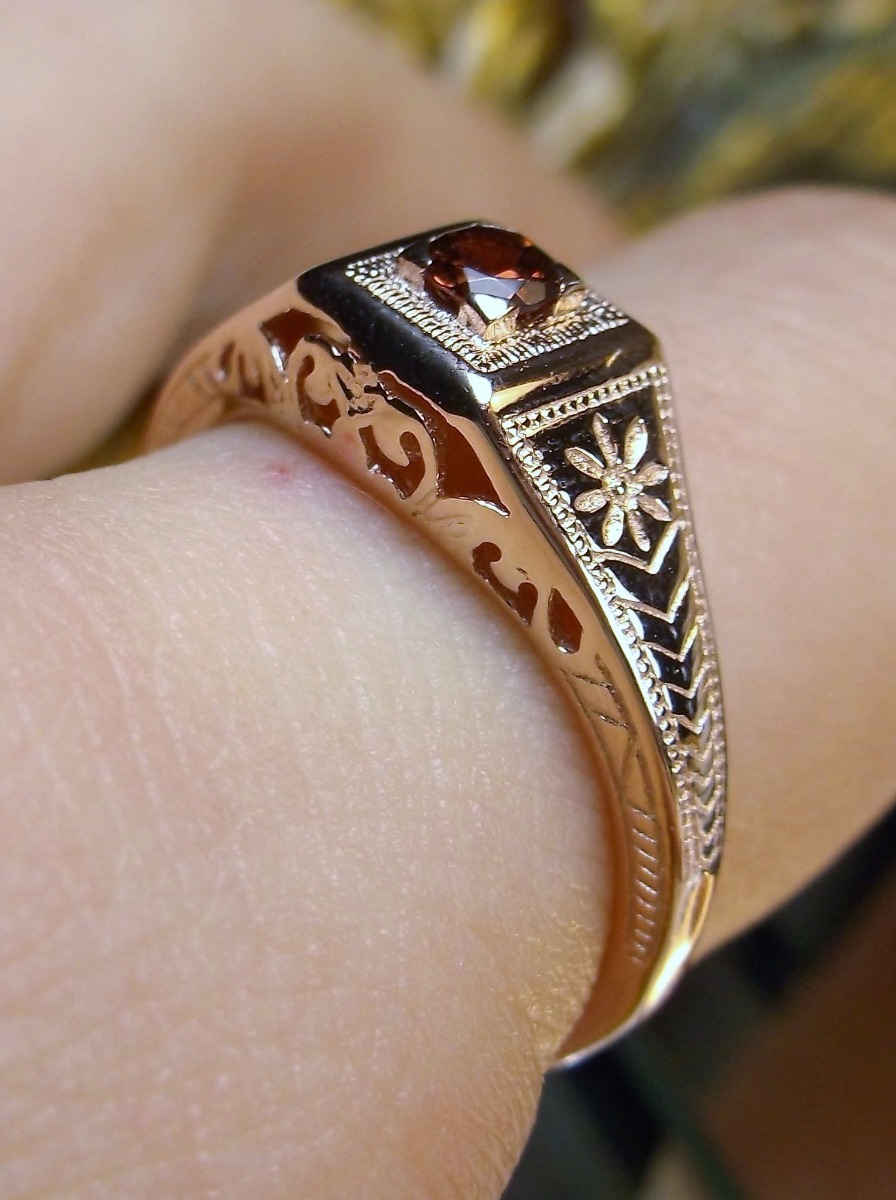 NATURAL Garnet Ring, Wedding Art Deco Revival Jewelry, US SELLER-Giftwrap