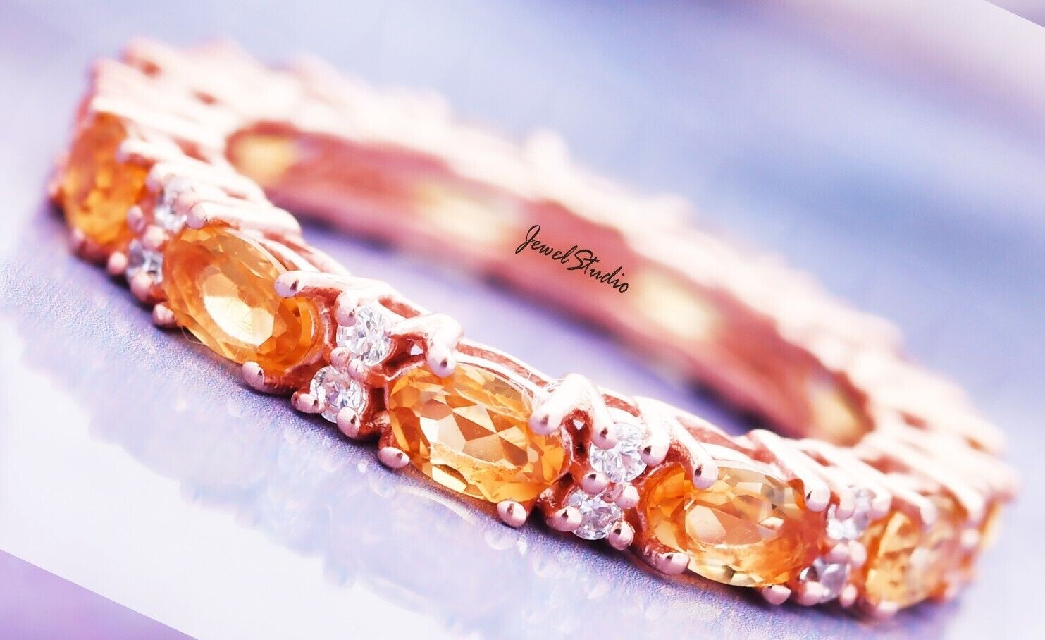 Sapphire Band Ring Full Eternity band Unique Engagement Rings Birthstone Jewelry