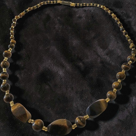 Vintage Genuine Tiger’s Eye Graduated Bead Necklace Barrel Clasp