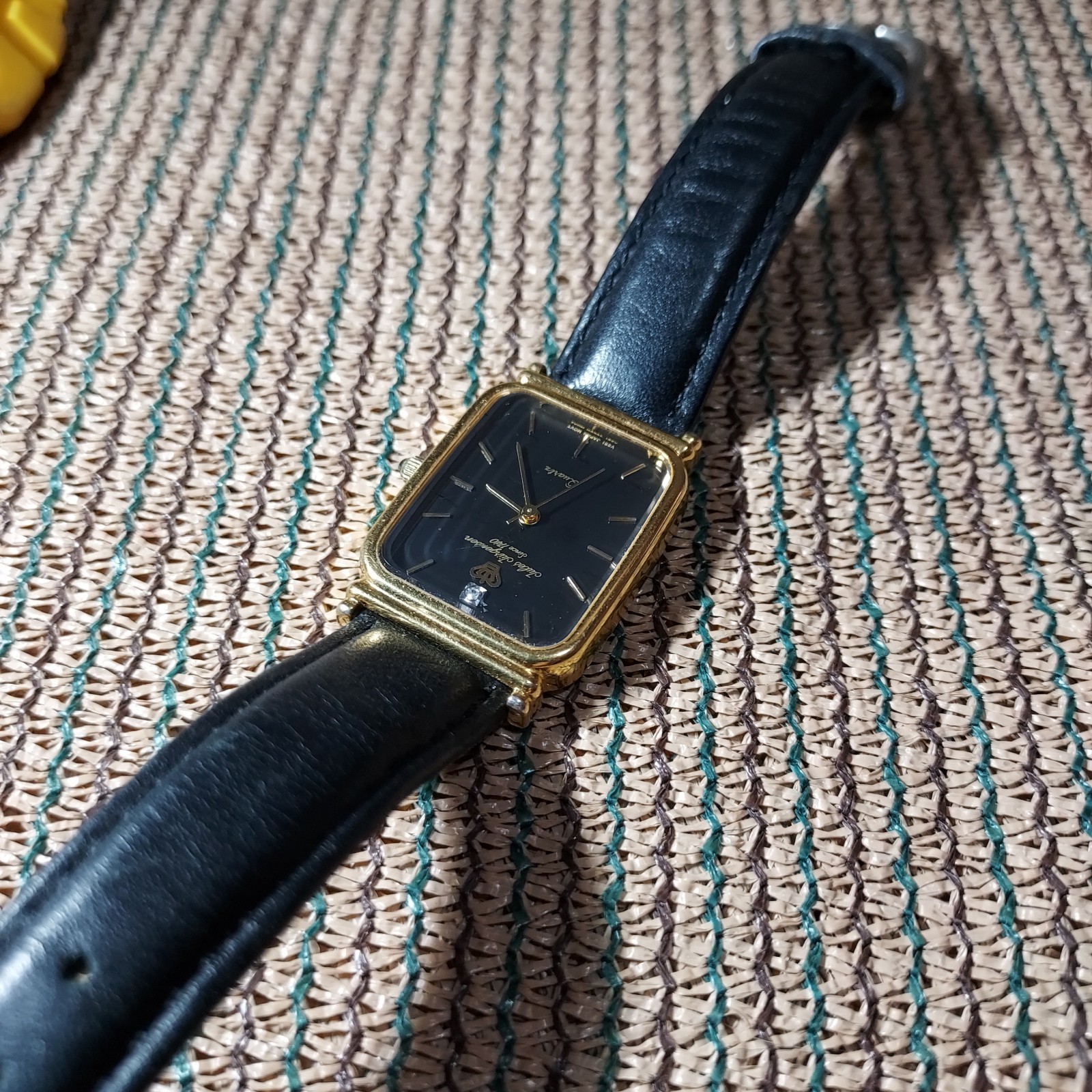 Vintage Jules Jurgensen Quartz Men’s Wrist Watch Black Diamond – Needs Battery