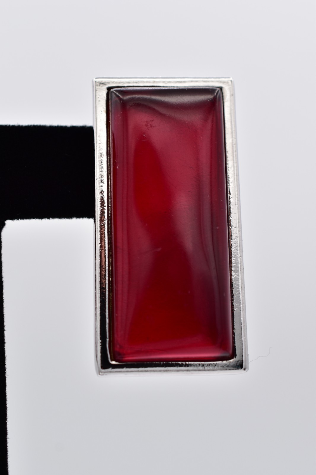YSL Yves Saint Laurent Red Resin Silver Tone Pierced Earrings Vintage Flaw BinBF