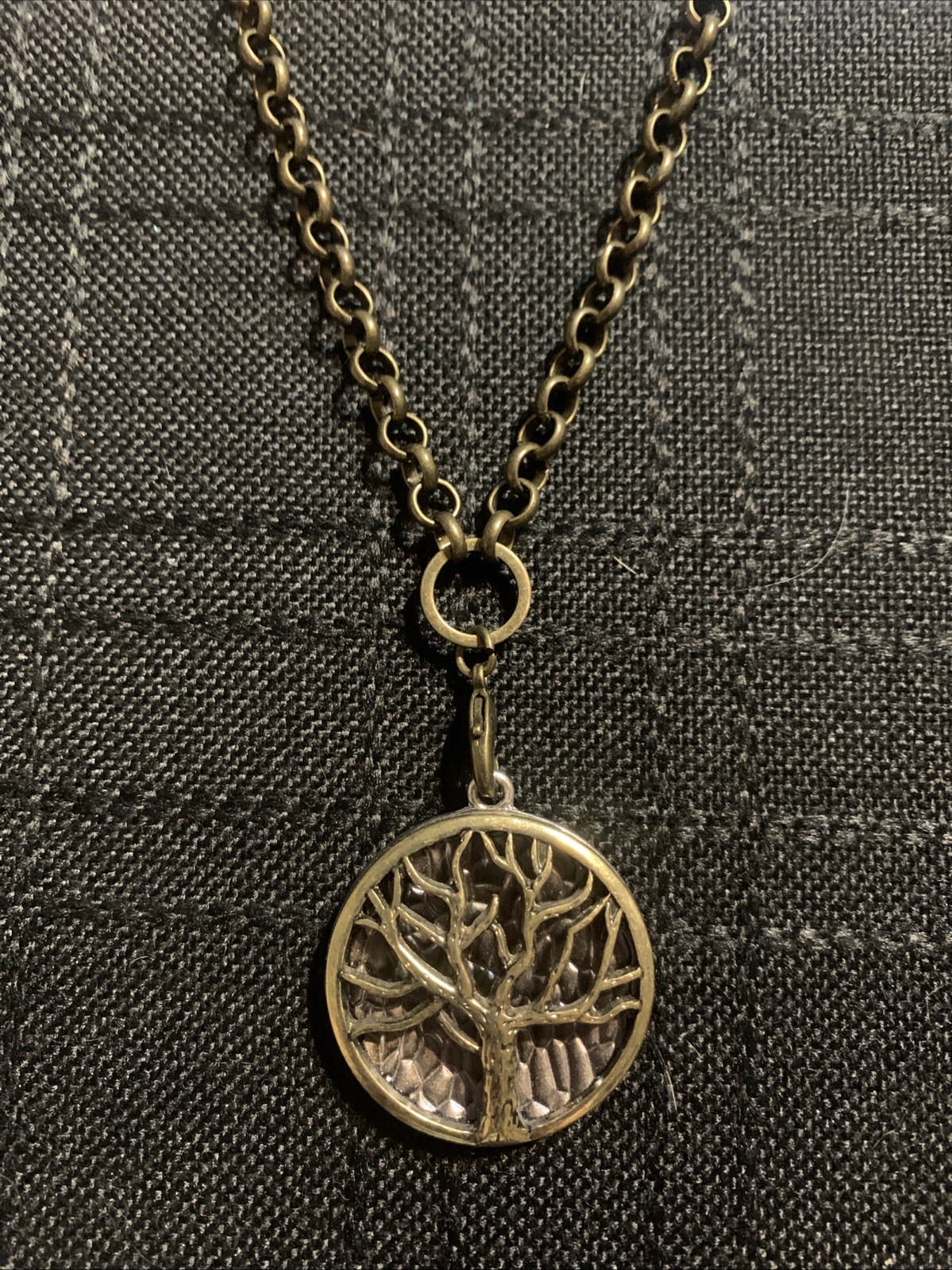 Vintage Tree Of Life Bronze Brass Color Chain Necklace 18 Inches