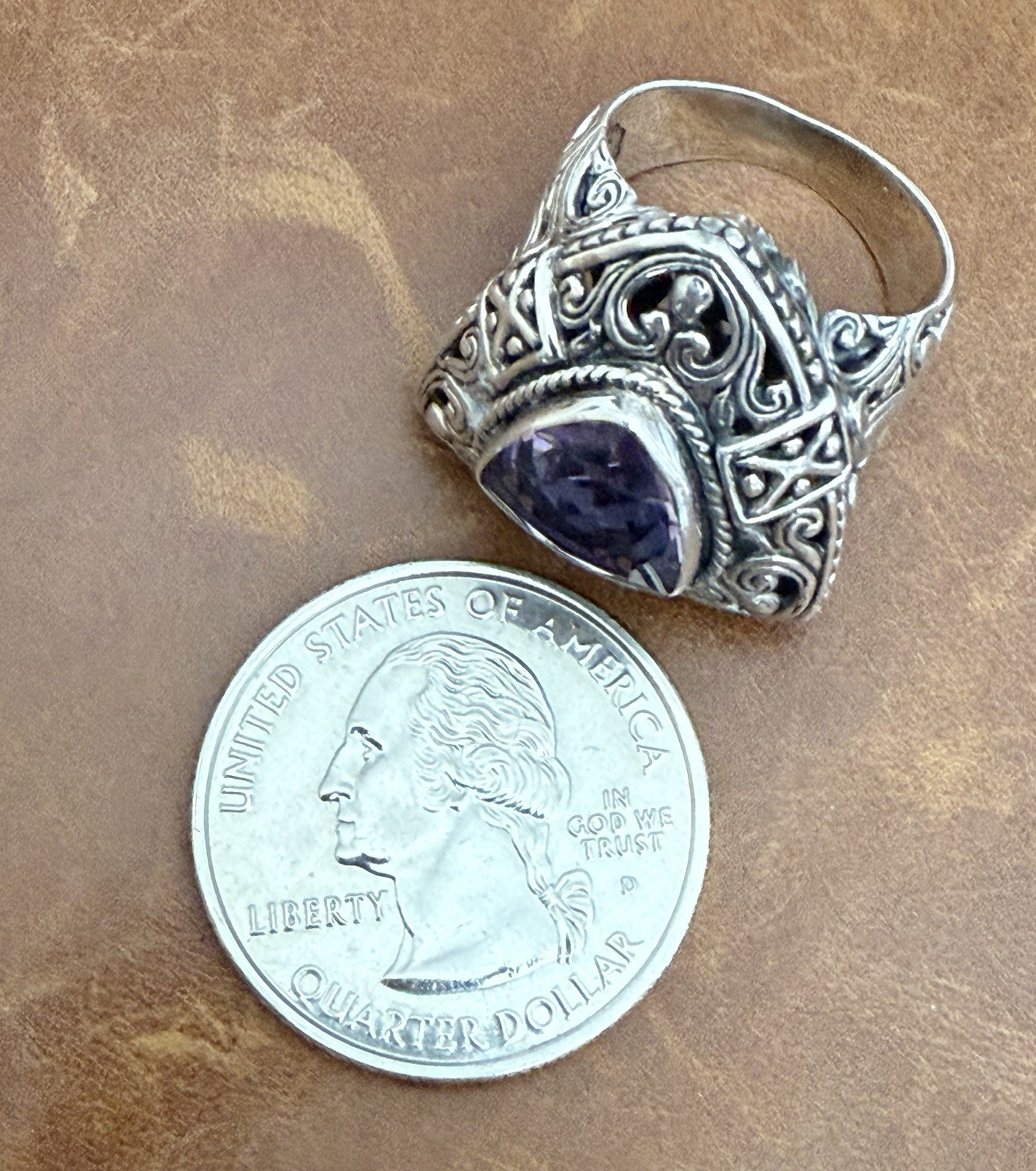 NWOT Robert Manse Amethyst “Beauty in Purple” 925 Sterling Silver Ring Size 6.26