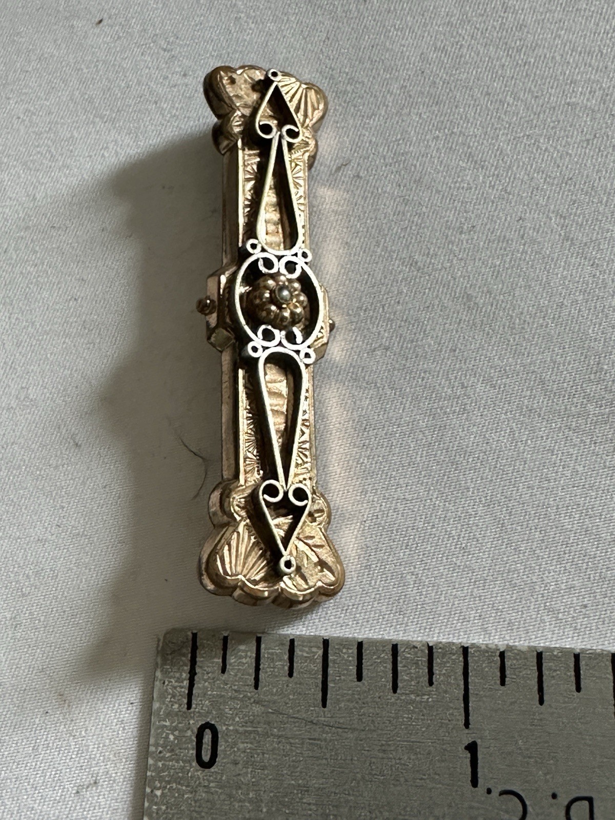 Antique Victorian Gold Filled Etched Bar Brooch Pin