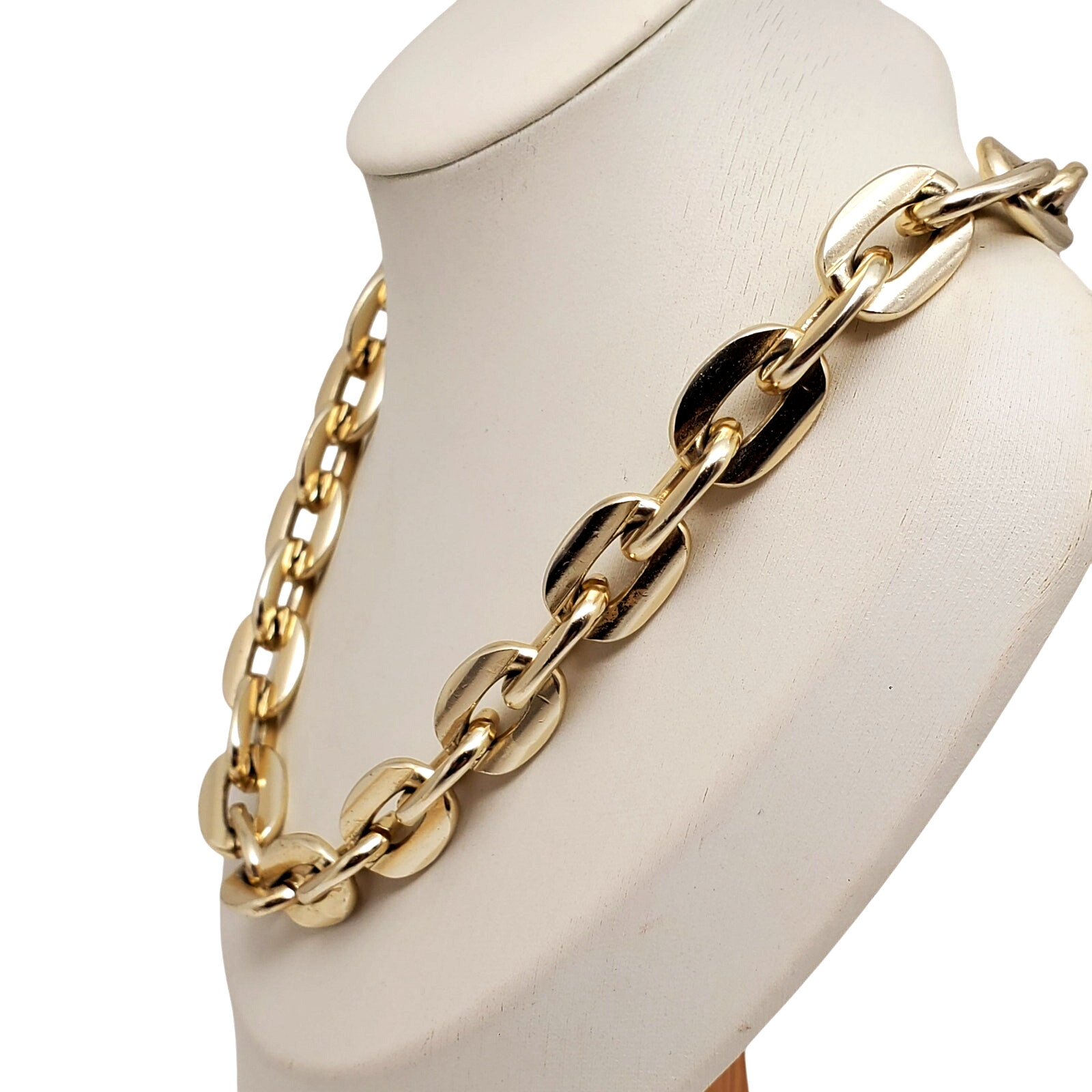 West Germany Chunky Necklace Pale Gold Tone Link Chain Statement Choker Collar
