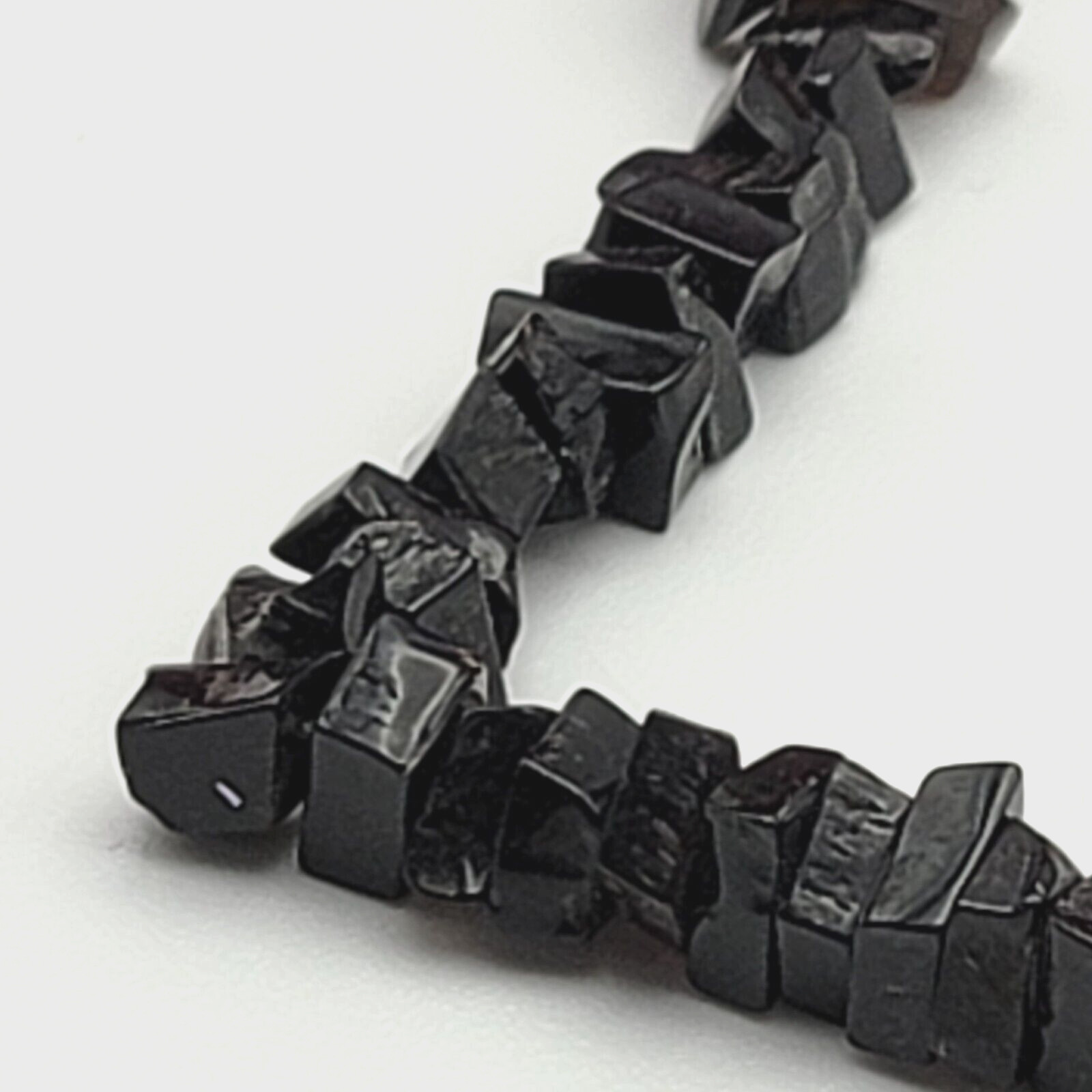 Vintage Black Onyx Chip Beaded Necklace 17 Inch Polished Lustrous Unisex Adults