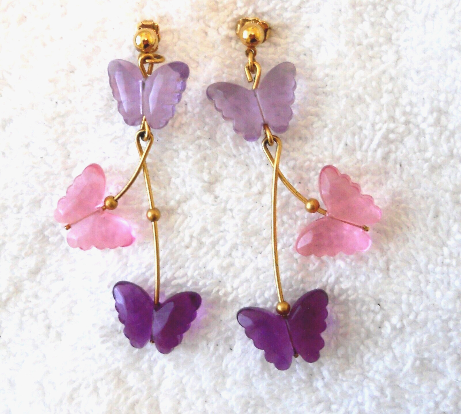 Avon Butterfly Dazzling Dangle Pierced Earrings VTG Hypo-Allergenic Nickel Free