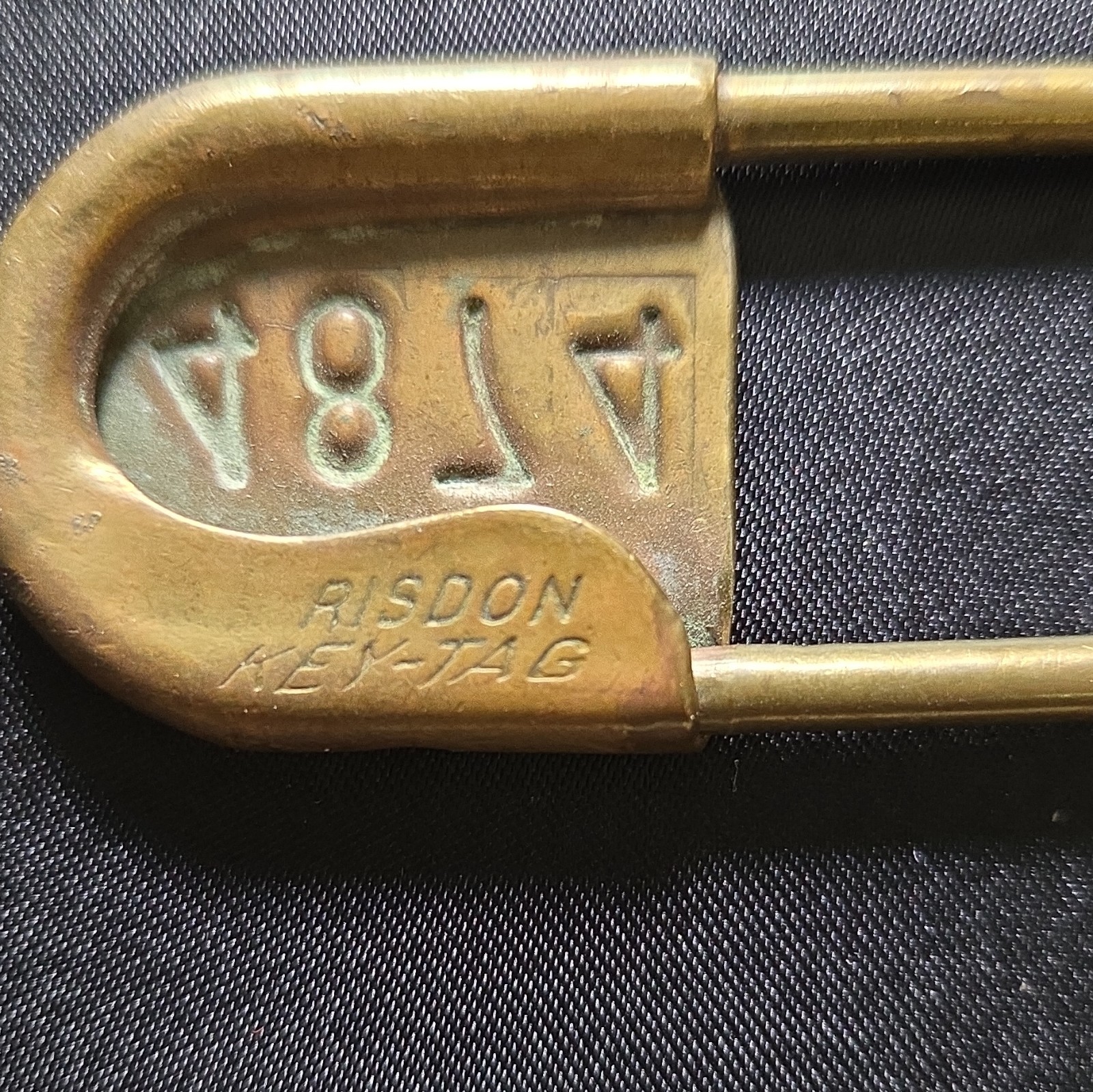 Gold Tone Signed Safety Pin Marked “V87” “HUDSON” “MFG” w/ Stamped Markings