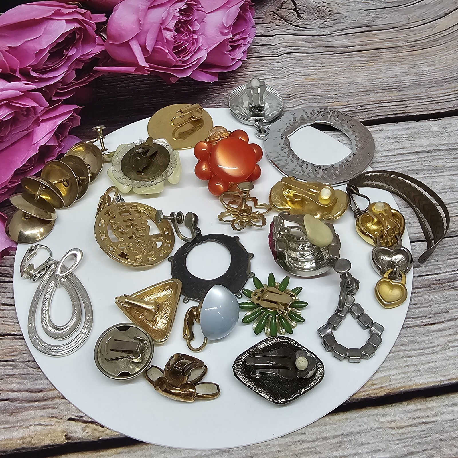 Single Mismatched Vintage Earrings Lot 70’s 80’s Retro Mod Statement Clip On
