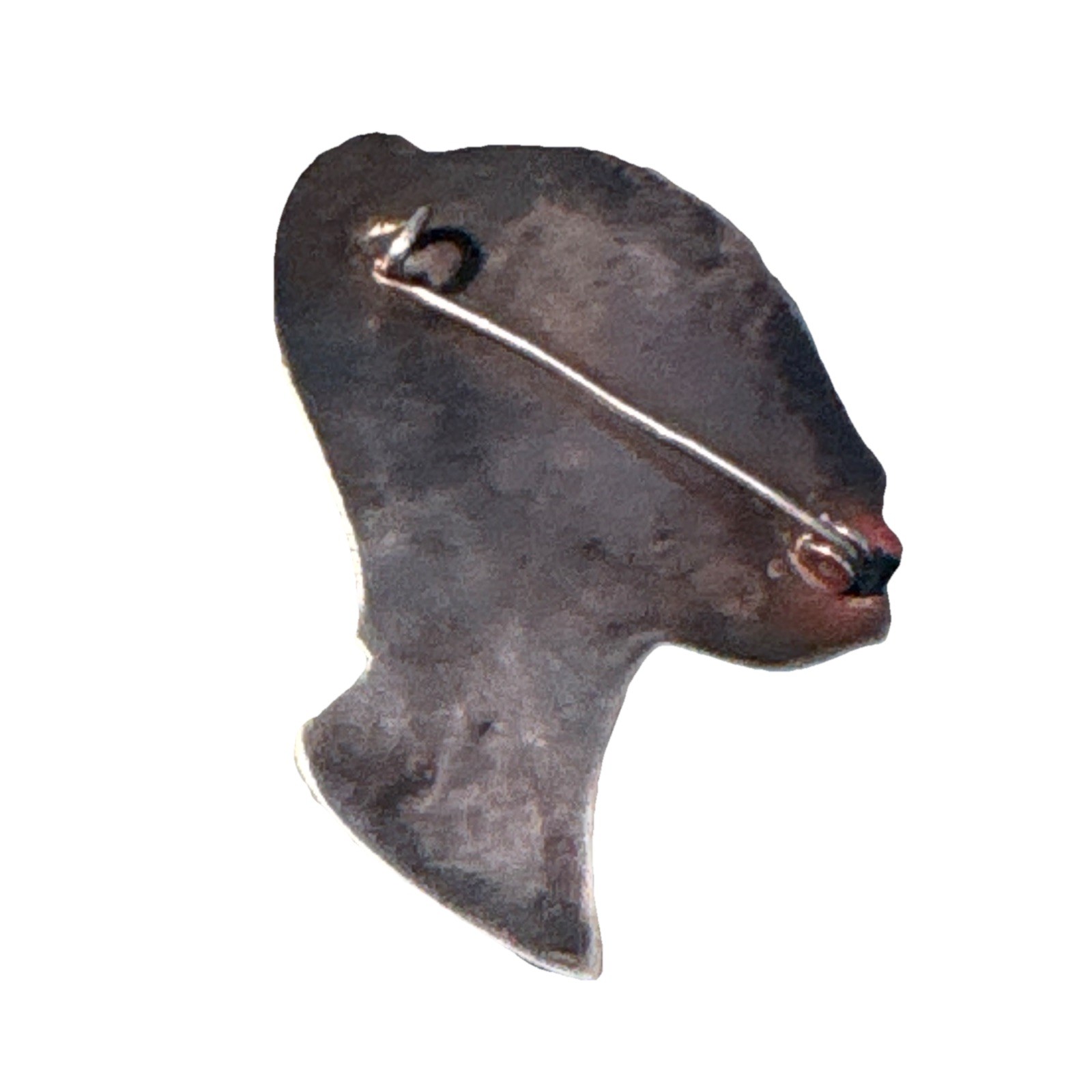 Silver African Woman Head Profile Brooch Pin French stamped