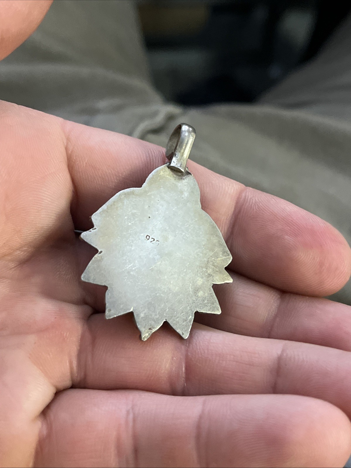 Antique Sterling 925 Silver Pendant Red Coral 2” 15.1g Native American Navajo