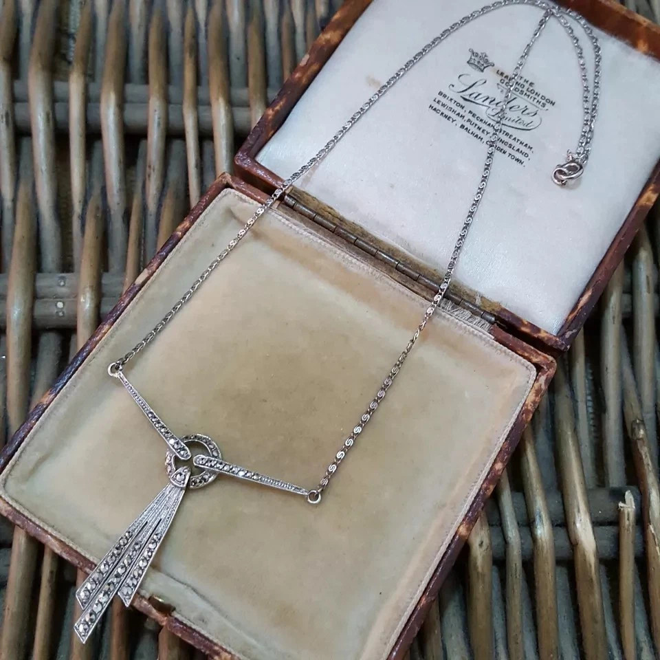 Art Deco Style Lab Created Diamond Anniversary Wedding 14K White Gold FN Pendant