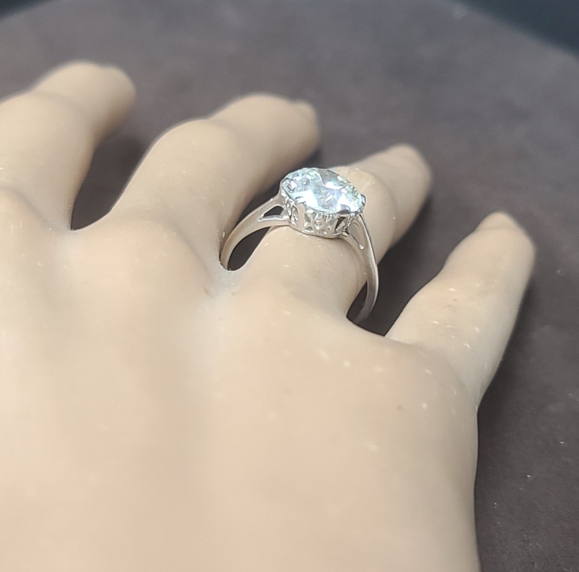 Vintage Platinum Engagement Ring 3.34CT. Natural Old Euro Cut Round Diamond