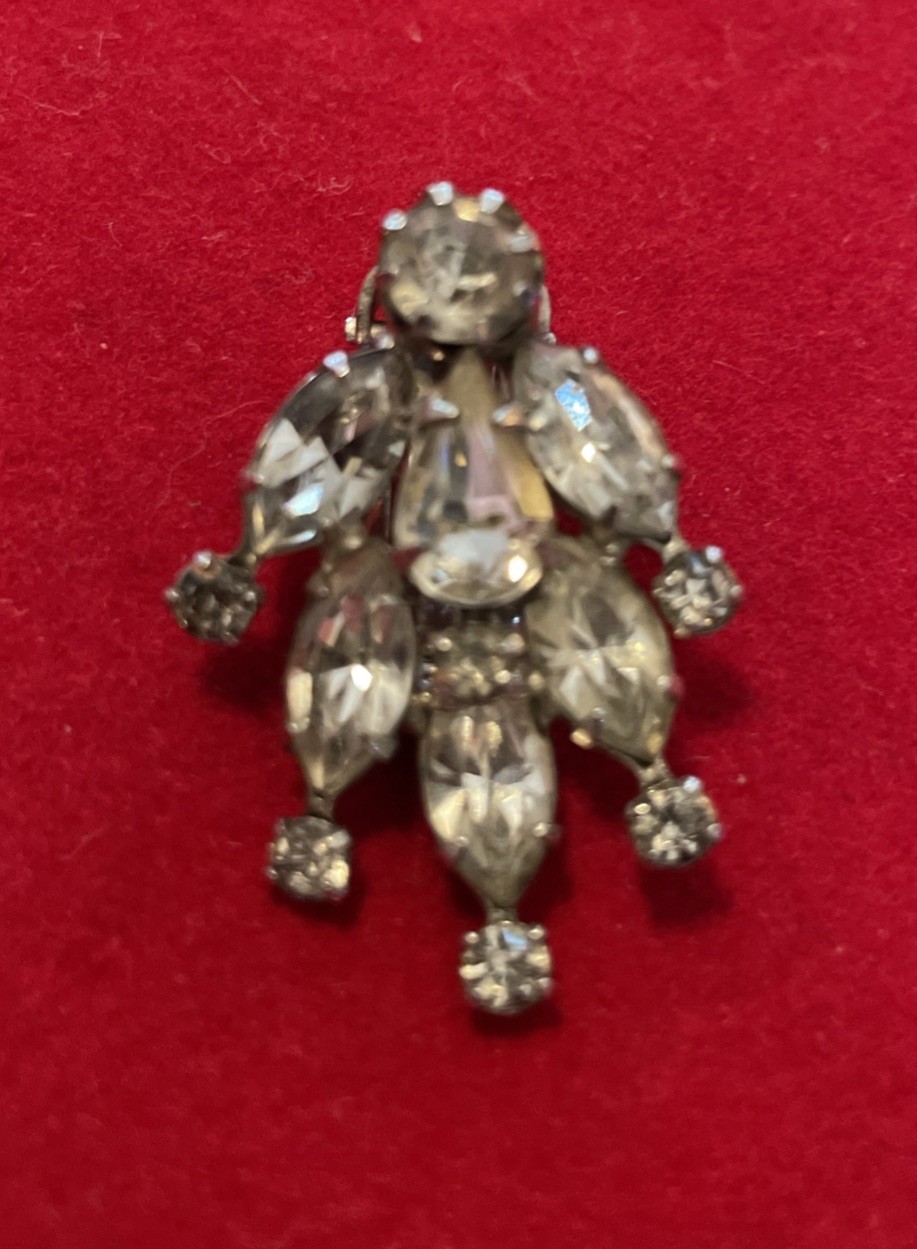 Vintage Weiss Clear Rhinestone Clip On Earrings