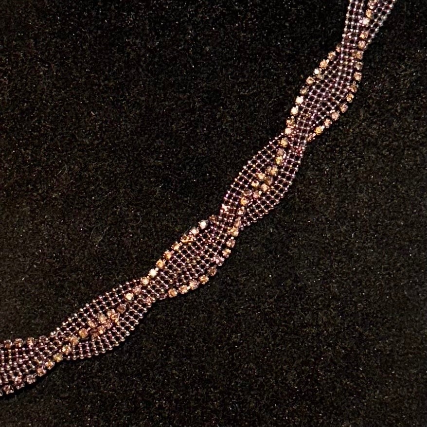 ALFANI necklace bracelet set silvery coppertone metal rhinestone vintage DAMAGE