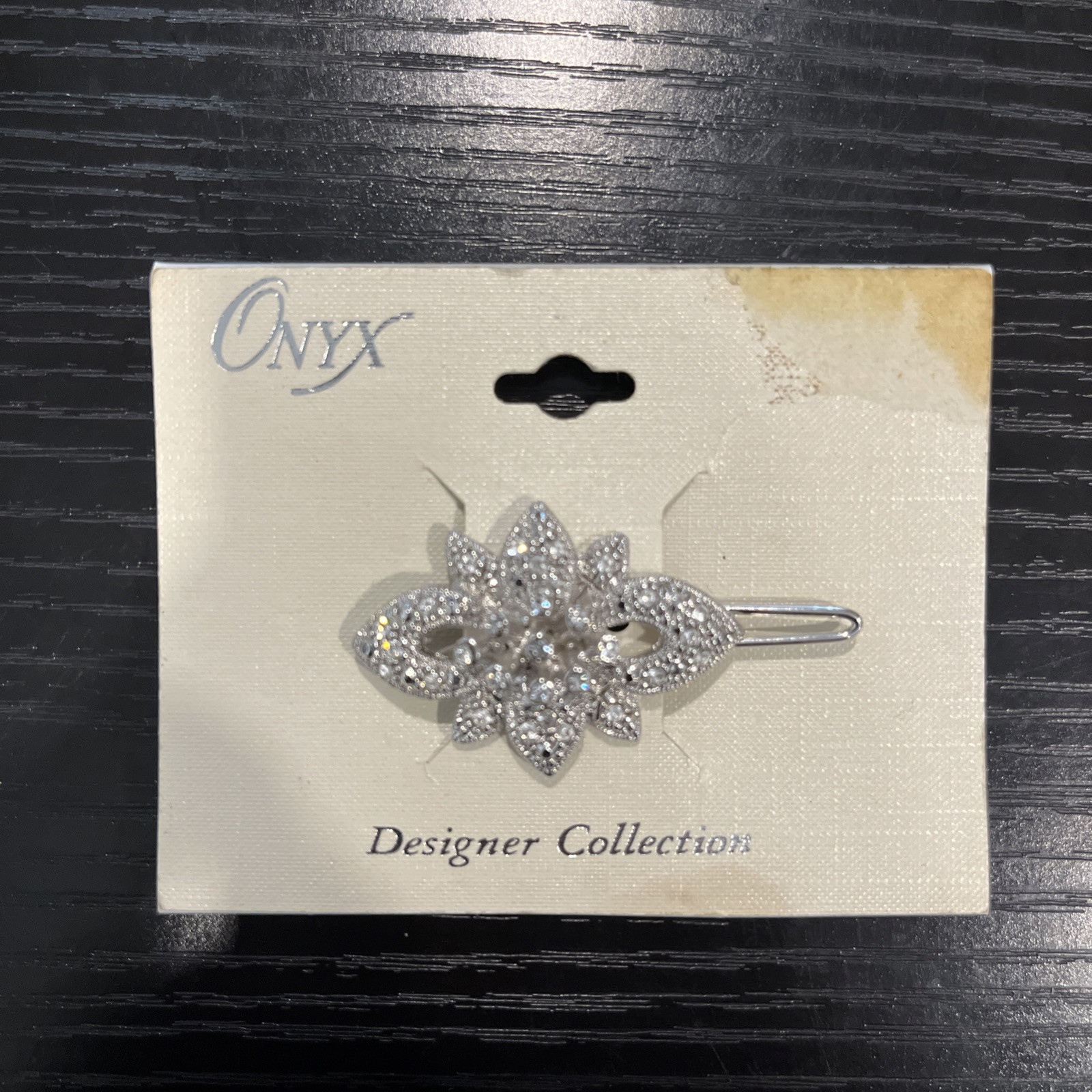 Vintage Silver Tone Rhinestone Hair Pin Beautiful Flower and Bow Shape