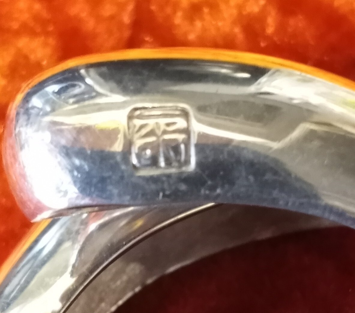 Rare Vintage Designer Hinge Cuff Bracelet Silver Metal Signed Modern Stamp