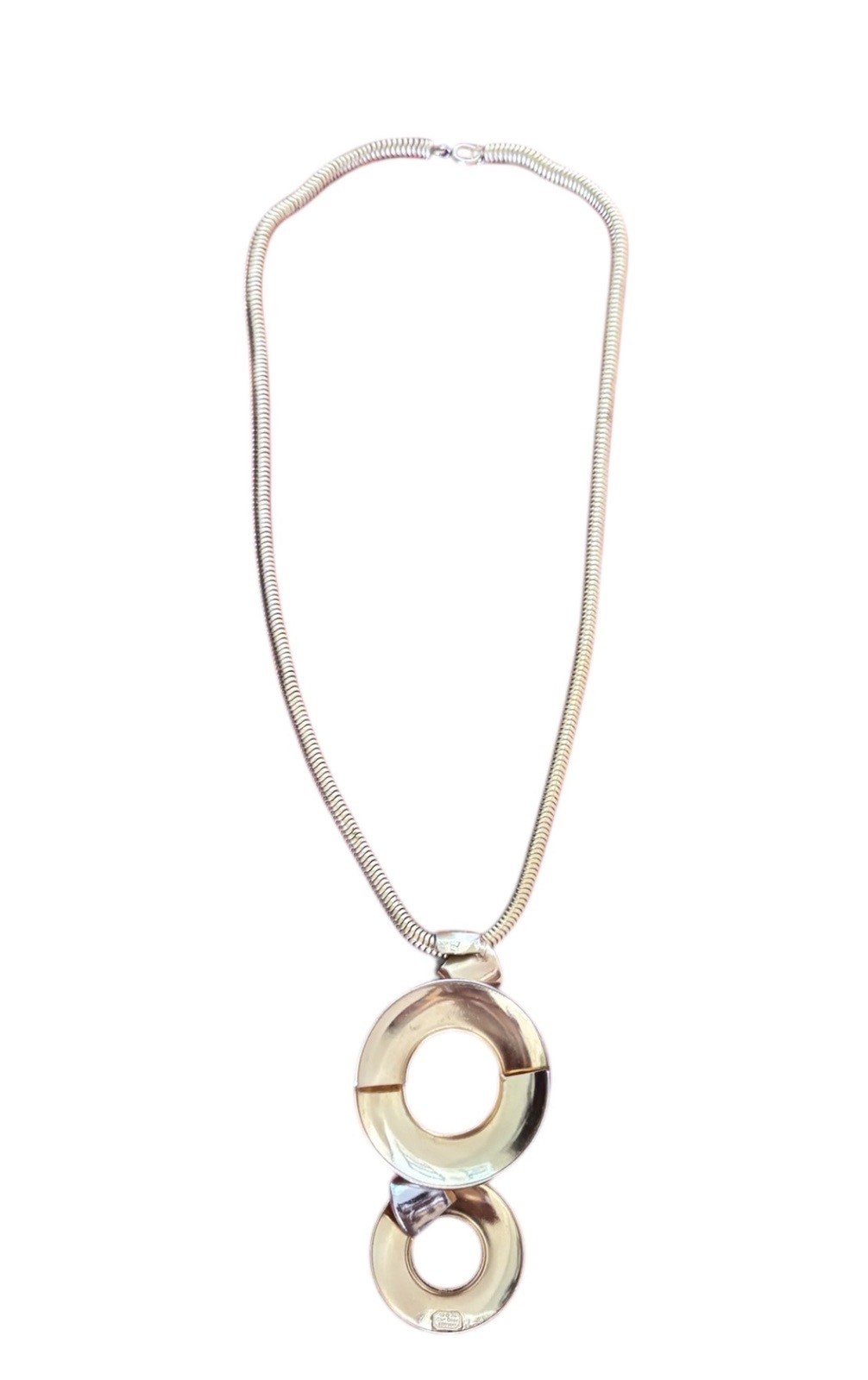 Vintage Christian Dior 1974 Germany Gold & Silver Tone Modernist Necklace