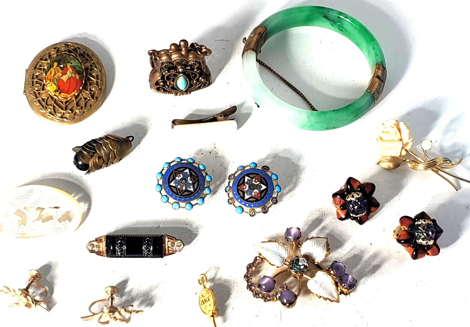 Victorian Edwardian 2 Deco Wear Repair Craft Scrap Jewelry Lot 16 Pc