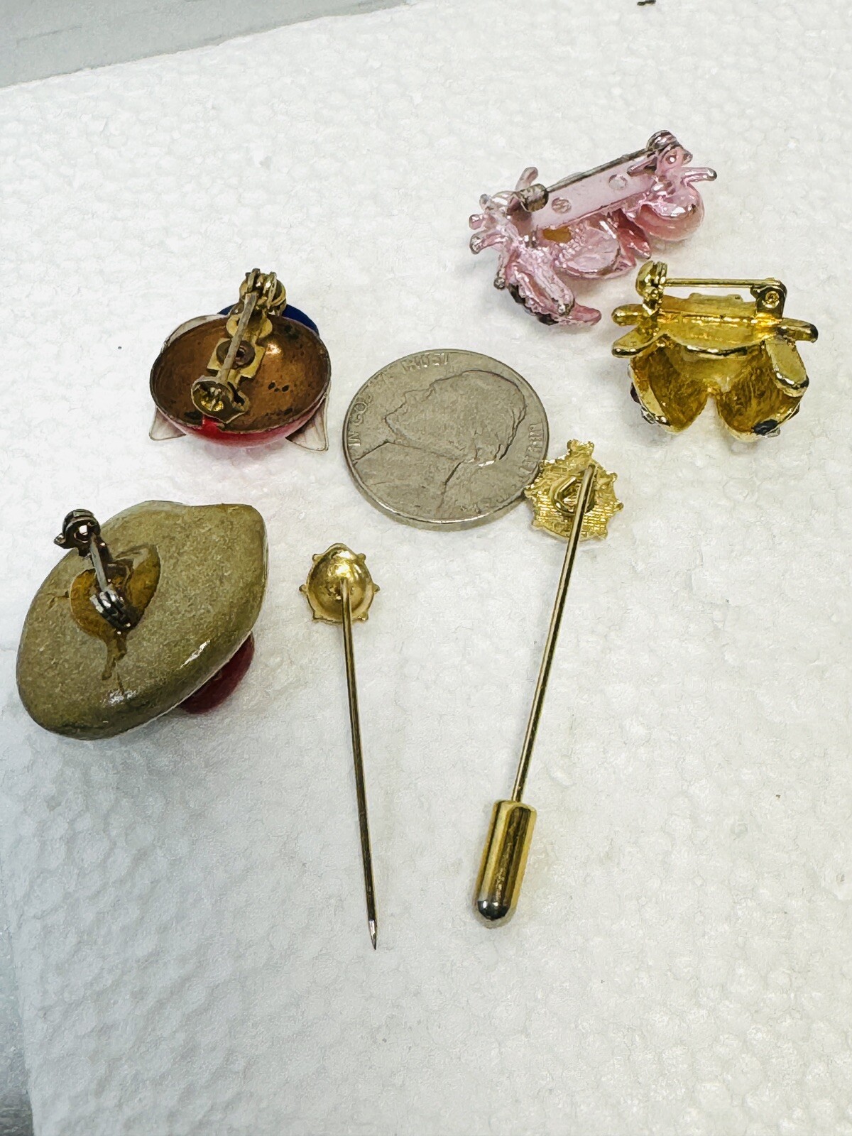 Ladybug Pin Lot Of 6 Rhinestones See Pictures Some Wear Missing Stones