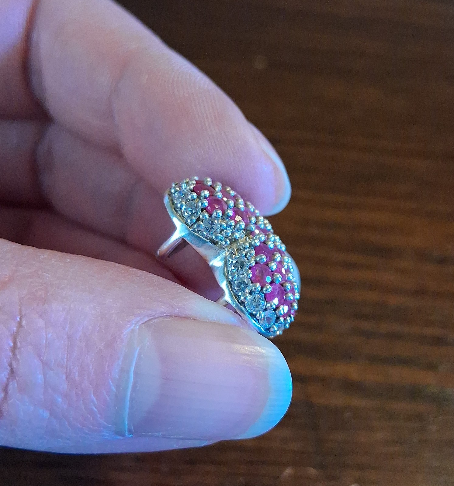 Vintage 1990s Sterling Pave Ruby Heart Slide Pendant Avon See Pics/Description