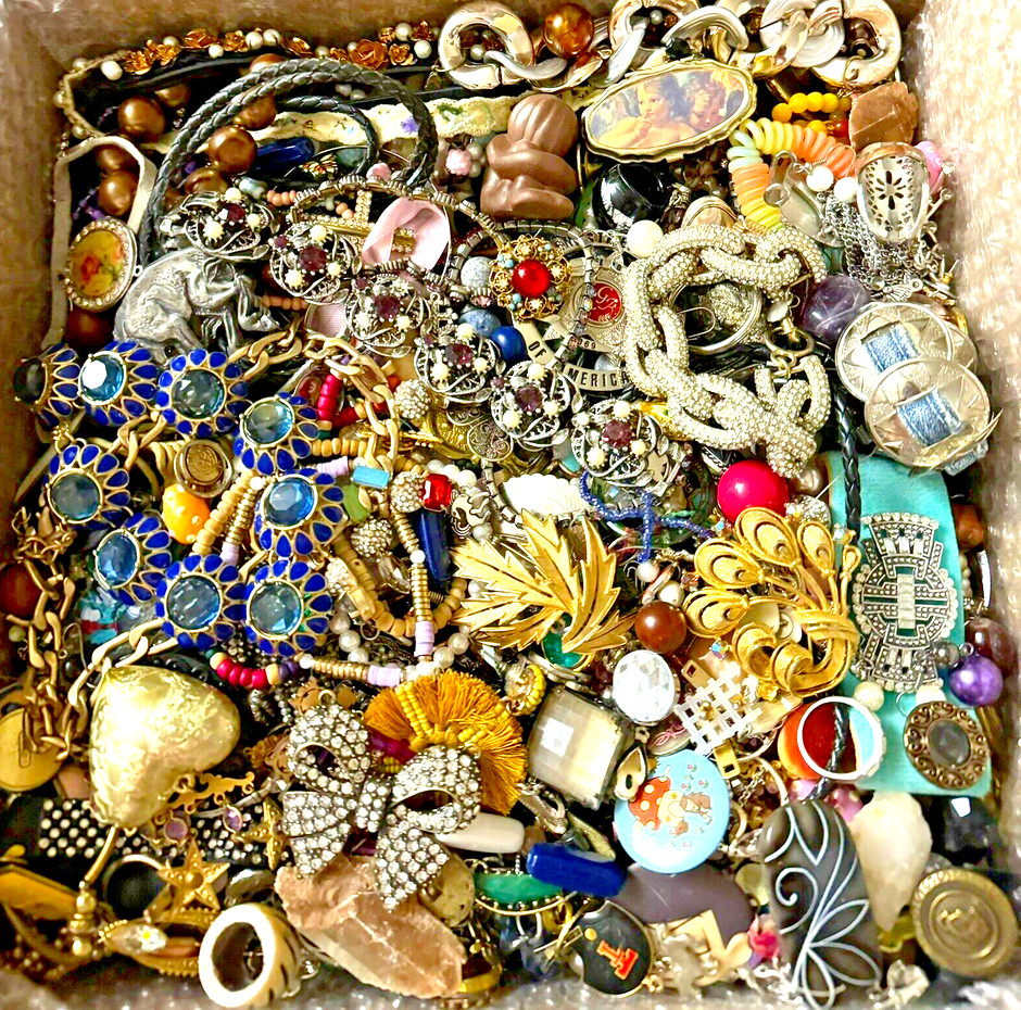 1 Lb Unsorted Jewelry Vintage & New Lot Craft Junk & Wear Resell Mixed Tangles