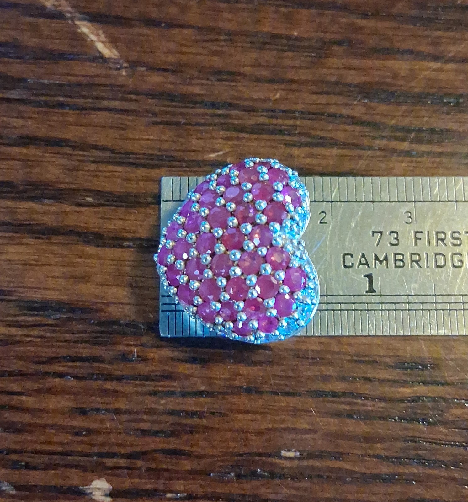 Vintage 1990s Sterling Pave Ruby Heart Slide Pendant Avon See Pics/Description
