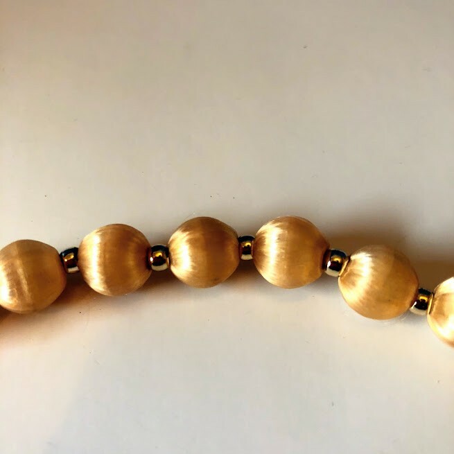 Vintage of Silk String Beaded Beige Necklace None have Clasp.