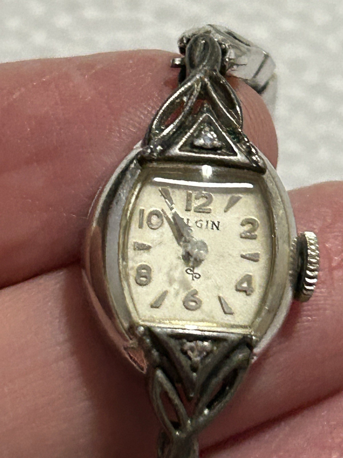 Vintage Lady Elgin Cocktail Watch 10k GF Diamond Accents 6 1/4” Adjustable