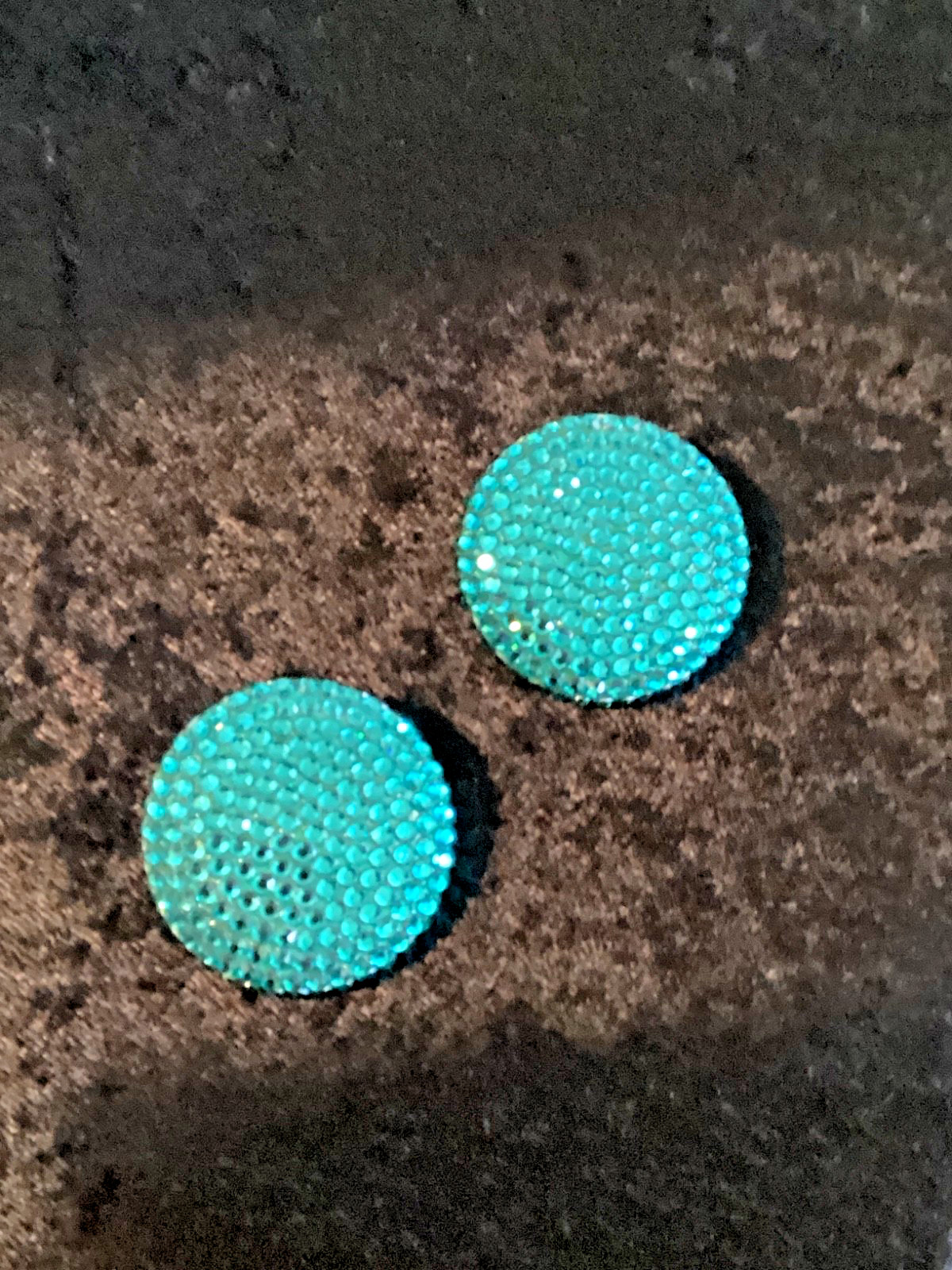 Richard Kerr vintage Swarovski crystal earrings/brilliant turquoise blue. 1 1/2