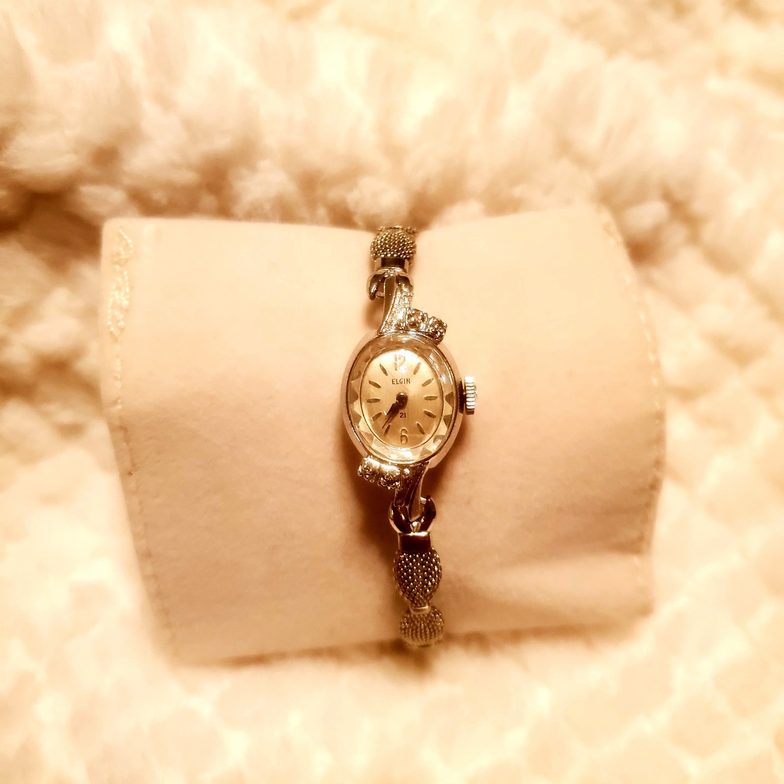 Vintage Elgin 10k Bezel Diamonds Speidel 10k Band 21 Gem Working