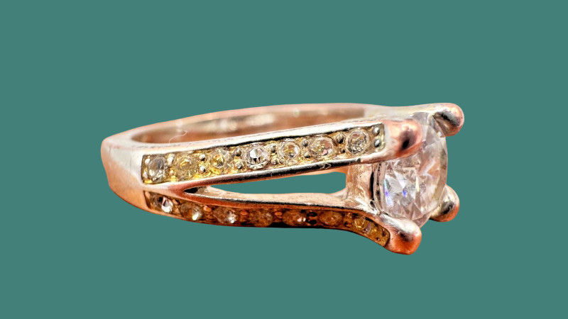 CZ SOLITAIRE ROUND SPLIT SHANK CHANNEL SET ENGAGEMENT PROMISE RING SZ 7