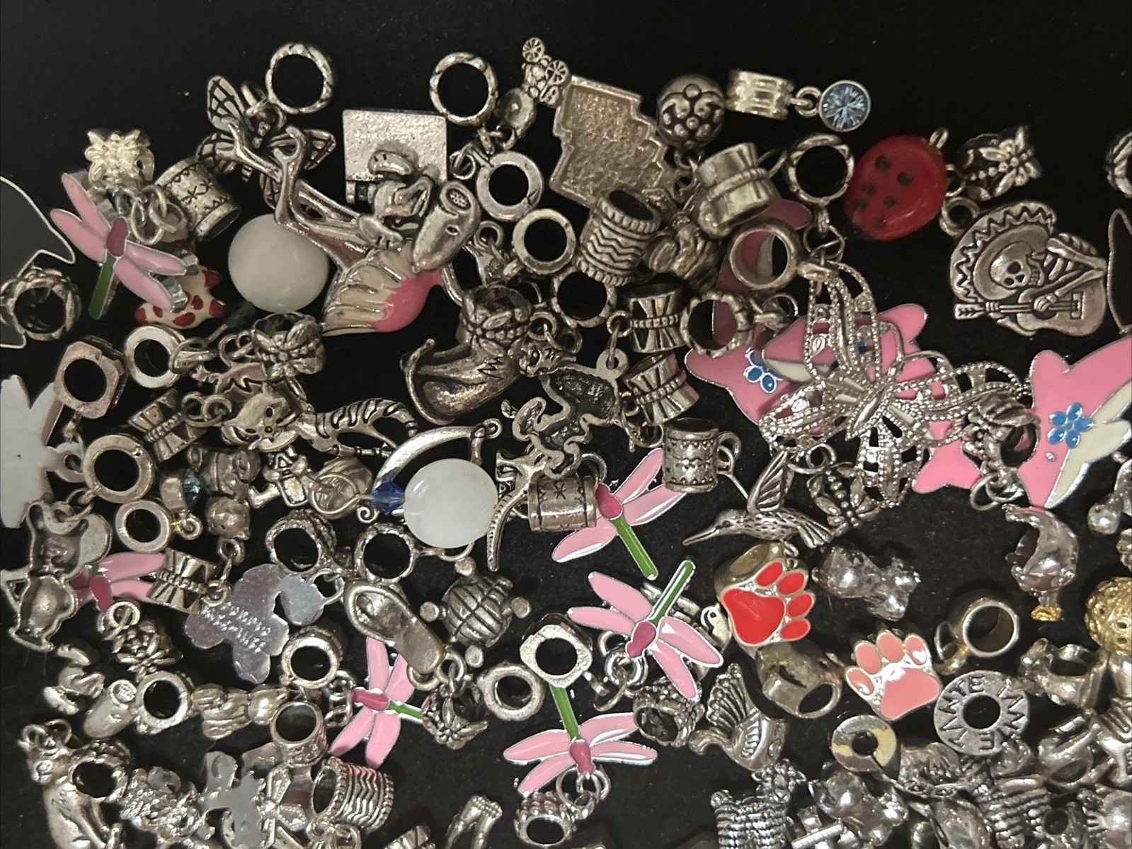 Vintage Lot 181 Charms Bead Spacer Clip Dangle Mix Rhinestone Enamel Collection