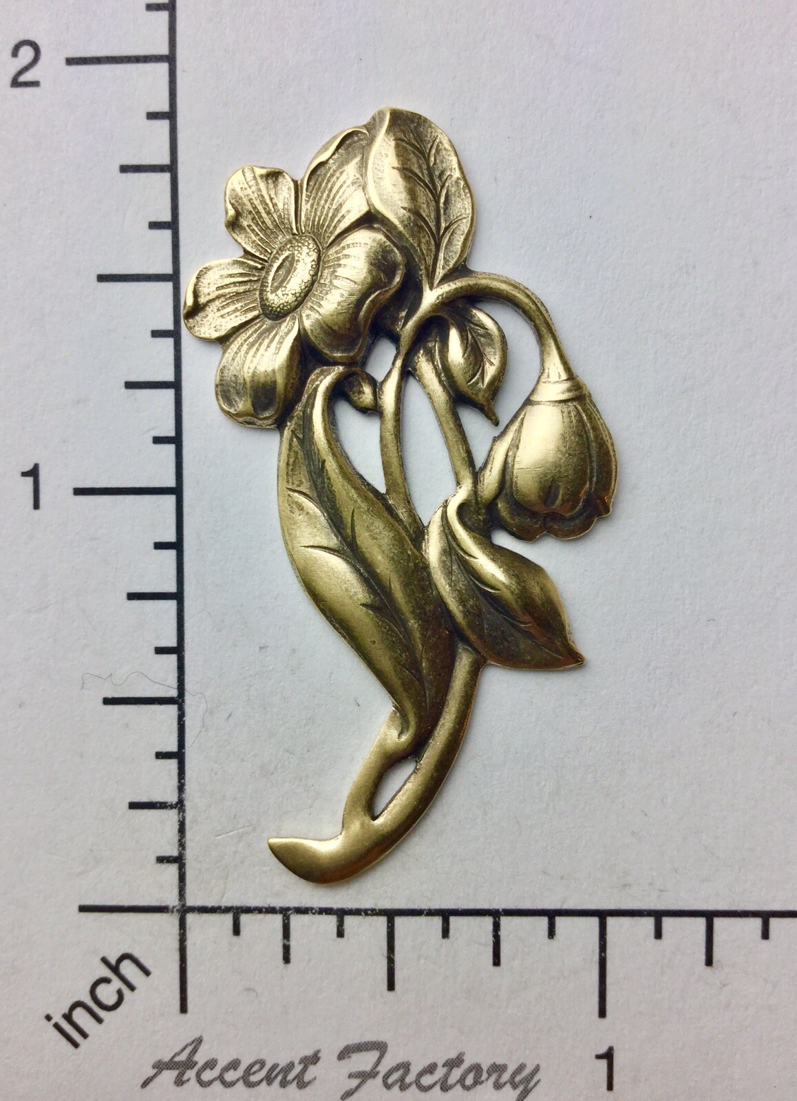 30593 Brass Oxidized Victorian Floral Spray Jewelry Finding