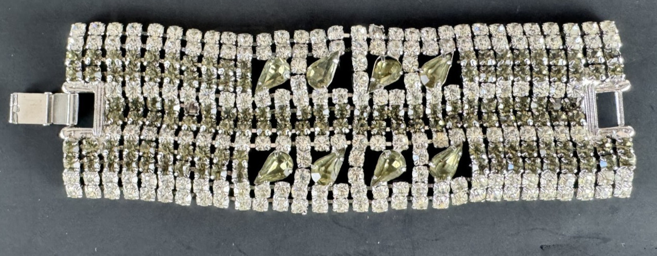 3 Piece VTG Clear White Rhinestone Wedding Necklace Bracelet Pin Costume Jewelry