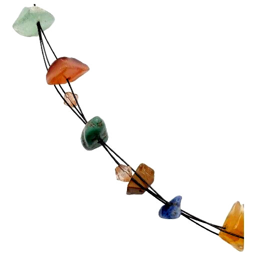 Natural Gemstone Necklace Floating Wire Collar Choker 16″
